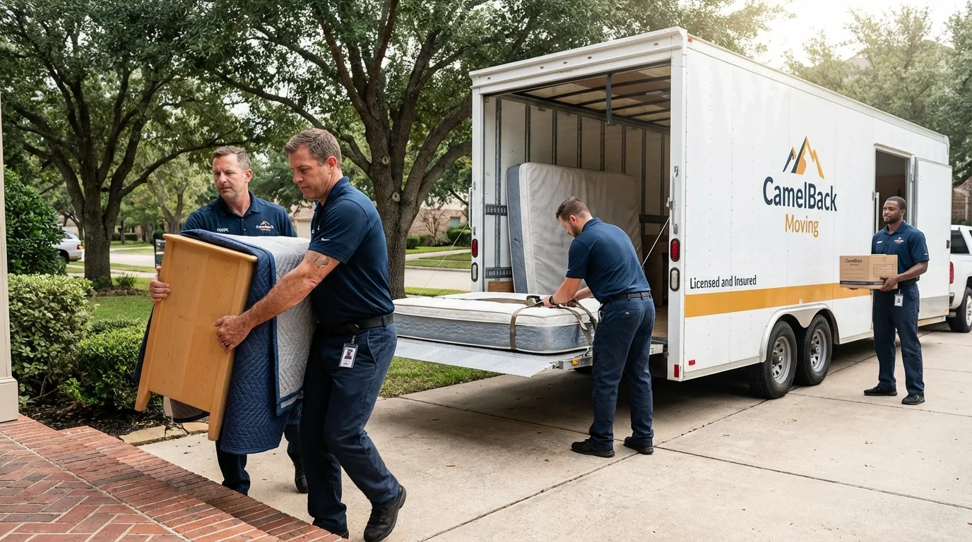 Crew loading residential truck for cross-state move from Reisterstown, MD