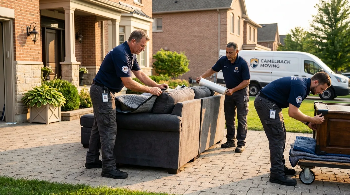 Large estate moving crew wrapping furniture in Reisterstown, MD