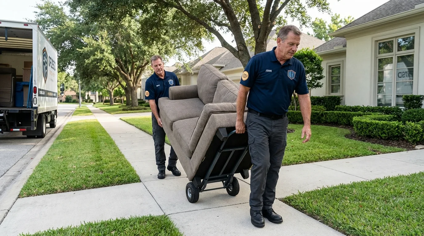 Local residential moving crew loading furniture in Reisterstown, MD